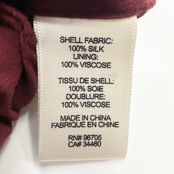 Rebecca Taylor Tilda Floral 100% Silk Ruffle Dress in Burgundy Size 6 - Picture 12 of 14